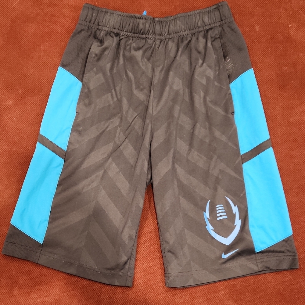 Nike Boys Drifit  Blue Athletic Shorts with FOOTBALL emblem M